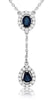 0.58CT DIAMOND & SAPPHIRE 14KT WHITE GOLD OVAL & ROUND TEAR DROP LARIAT NECKLACE
