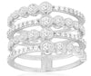 WIDE 1.07CT DIAMOND 14KT WHITE GOLD 3D MULTI ROW ETOILE WEDDING ANNIVERSARY RING
