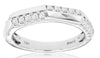 .33CT DIAMOND 14K WHITE GOLD CLASSIC 2 ROW SEMI OCTAGON WEDDING ANNIVERSARY RING