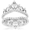 WIDE 1.0CT DIAMOND 14KT WHITE GOLD OPEN FILIGREE MULTI HEART V SHAPE INSERT RING