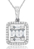 .45CT DIAMOND 14KT WHITE GOLD 3D ROUND & BAGUETTE SQUARE INVISIBLE HALO PENDANT