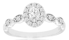 .50CT DIAMOND 14KT WHITE GOLD CLASSIC ROUND & OVAL HALO INFINITY ENGAGEMENT RING