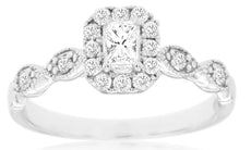 0.50CT DIAMOND 14KT WHITE GOLD 3D ROUND & PRINCESS HALO INFINITY ENGAGEMENT RING