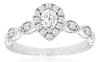0.50CT DIAMOND 14KT WHITE GOLD ROUND & PEAR SHAPE HALO INFINITY ENGAGEMENT RING