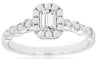0.50CT DIAMOND 14KT WHITE GOLD 3D ROUND & BAGUETTE HALO INFINITY ENGAGEMENT RING