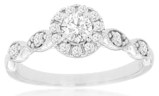 .50CT DIAMOND 14KT WHITE GOLD 3D CLASSIC ROUND HALO FLOWER INFINITY LOVE RING