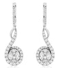 1.71CT DIAMOND 14KT WHITE GOLD 3D ROUND & MARQUISE FLOWER SWIRL HANGING EARRINGS