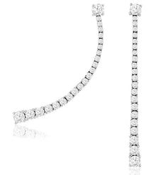 2.0CT DIAMOND 14KT WHITE GOLD SOLITAIRE JOURNEY CHANDELIER LOVE HANGING EARRINGS