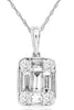 ESTATE .43CT DIAMOND 14K WHITE GOLD ROUND & BAGUETTE SQUARE FUN FLOATING PENDANT