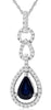1.14CT DIAMOND & AAA SAPPHIRE 14K WHITE GOLD 3D PEAR SHAPE HALO FLOATING PENDANT