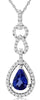 1.01CT DIAMOND & AAA TANZANITE 14KT WHITE GOLD 3D PEAR SHAPE LOVE KNOT PENDANT