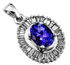 2.05CT DIAMOND & AAA TANZANITE 14KT WHITE GOLD OVAL & BAGUETTE BALLERINA PENDANT