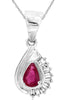 .65CT DIAMOND & AAA RUBY 14KT WHITE GOLD PEAR SHAPE & BAGUETTE FLOATING PENDANT
