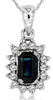 .55CT DIAMOND & AAA SAPPHIRE 14KT WHITE GOLD EMERALD CUT & ROUND FLOWER PENDANT