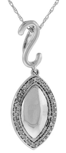 ESTATE .15CT DIAMOND 14KT WHITE GOLD 3D MARQUISE SHAPE FUN PENDANT