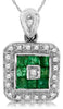 .56CT DIAMOND & AAA EMERALD 14KT WHITE GOLD 3D SQUARE & ROUND HALO FUN PENDANT