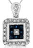 .58CT DIAMOND & AAA SAPPHIRE 14KT WHITE GOLD 3D PRINCESS & ROUND OCTAGON PENDANT