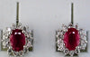 2.30CT DIAMOND & AAA RUBY 14KT WHITE GOLD 3D OVAL & ROUND FLOWER STUD EARRINGS