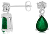 2.45CT DIAMOND & AAA EMERALD 14KT WHITE GOLD PEAR SHAPE & ROUND HANGING EARRINGS