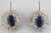 3.14CT DIAMOND & AAA SAPPHIRE 14KT WHITE GOLD CLASSIC OVAL FLOWER STUD EARRINGS