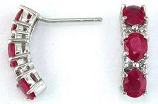 2.50CT DIAMOND & AAA RUBY 14KT WHITE GOLD OVAL 3 STONE JOURNEY HANGING EARRINGS