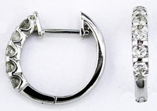 ESTATE .50CT DIAMOND 14KT WHITE GOLD 3D CLASSIC FIVE STONE HUGGIE EARRINGS