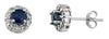 1.45CT DIAMOND & AAA SAPPHIRE 14KT WHITE GOLD 3D ROUND HALO FLOWER STUD EARRINGS
