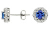 ESTATE 1.35CT DIAMOND & AAA TANZANITE 14KT WHITE GOLD 3D FLOWER STUD EARRINGS