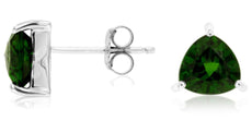 ESTATE 1.65CT AAA RUSSALITE 14K WHITE GOLD 3D CLASSIC TRILLION CUT STUD EARRINGS