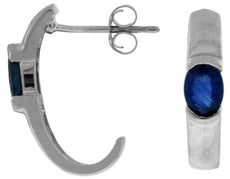 .65CT AAA SAPPHIRE 14KT WHITE GOLD OVAL SEMI BEZEL UMBRELLA FUN HANGING EARRINGS