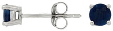 ESTATE .70CT AAA SAPPHIRE 14K WHITE GOLD ROUND 3D CLASSIC CIRCULAR STUD EARRINGS