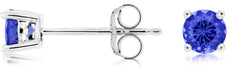 ESTATE .5CT AAA TANZANITE 14K WHITE GOLD ROUND 3D CLASSIC CIRCULAR STUD EARRINGS