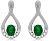 .82CT DIAMOND & EMERALD 14K WHITE GOLD OVAL & ROUND TEAR DROP HANGING EARRINGS