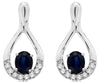 1.0CT DIAMOND & AAA SAPPHIRE 14KT WHITE GOLD 3D OVAL & ROUND HANGING EARRINGS