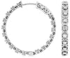 .85CT DIAMOND 14K WHITE GOLD 3D SQUARE FILIGREE INSIDE OUT HOOP HANGING EARRINGS