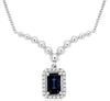 1.10CT DIAMOND & AAA SAPPHIRE 14KT WHITE GOLD EMERALD CUT HALO V SHAPE NECKLACE