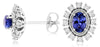 1.10CT DIAMOND & AAA TANZANITE 14K WHITE GOLD OVAL FLOWER FILIGREE STUD EARRINGS
