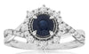 1.10CT DIAMOND & AAA SAPPHIRE 14KT WHITE GOLD 3D ROUND FLOWER INFINITY LOVE RING