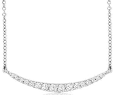 ESTATE .20CT DIAMOND 14KT WHITE GOLD 3D CLASSIC ROUND JOURNEY BAR LOVE NECKLACE
