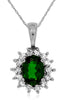 ESTATE 1.25CT DIAMOND & AAA RUSSALITE 14K WHITE GOLD OVAL & ROUND FLOWER PENDANT