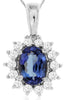 1.05CT DIAMOND & AAA TANZANITE 14KT WHITE GOLD 3D OVAL & ROUND FLOATING PENDANT