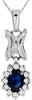 .61CT DIAMOND & SAPPHIRE 14KT WHITE GOLD OVAL & ROUND FLOWER BUTTERFLY PENDANT