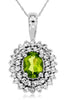 LARGE 1.35CT DIAMOND & AAA PERIDOT 14KT WHITE GOLD OVAL & ROUND FLOWER PENDANT