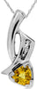 .48CT DIAMOND & YELLOW SAPPHIRE 14K WHITE GOLD 3D ROUND & TRILLION ARROW PENDANT