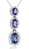 1.2CT DIAMOND & AAA TANZANITE 14K WHITE GOLD OVAL & ROUND FLOWER JOURNEY PENDANT