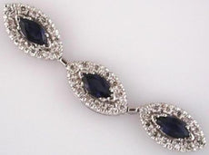 1.38CT DIAMOND & SAPPHIRE 14K WHITE GOLD ROUND & MARQUISE SHAPE FLOATING PENDANT