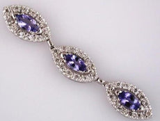1.08CT DIAMOND & AAA TANZANITE 14KT WHITE GOLD ROUND & MARQUISE FLOATING PENDANT