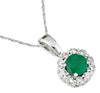 .90CT DIAMOND & AAA EMERALD 14K WHITE GOLD CLASSIC ROUND FLOWER FLOATING PENDANT