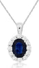 1.3CT DIAMOND & AAA SAPPHIRE 14K WHITE GOLD OVAL & ROUND FLOWER FLOATING PENDANT
