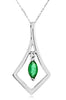.35CT DIAMOND & AAA EMERALD 14KT WHITE GOLD 3D MARQUISE SQUARE FLOATING PENDANT